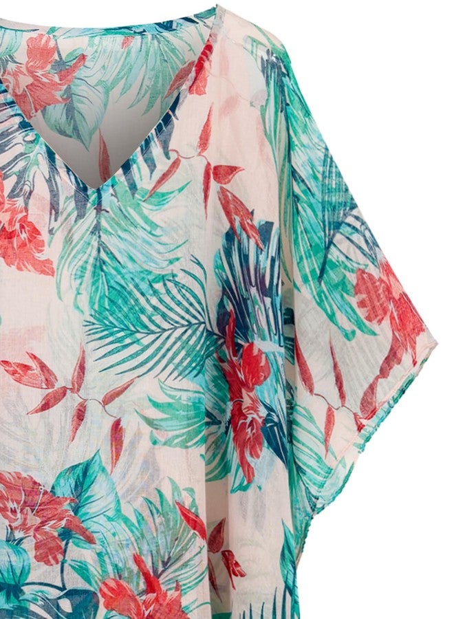 Moss Rose Women's Beach Cover up Swimsuit Kimono Cardigan with Bohemian Floral Print - Image 4
